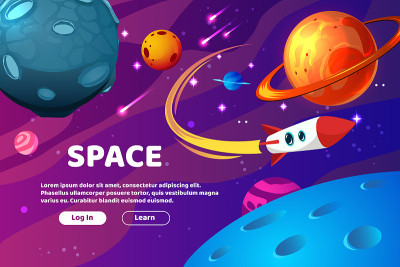 星球空间卡通背景构图