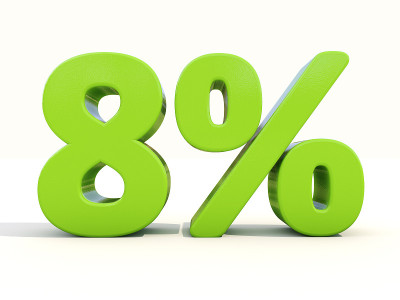 白色背景上8%百分比的图标
