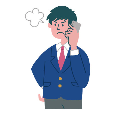 男学生用智能手机手势表示愤怒