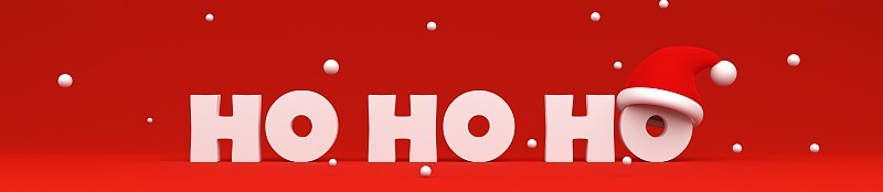 圣诞背景设计与Ho Ho Ho字母和雪。