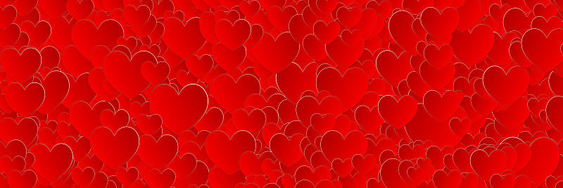 horizontal red hearts background for valentine and