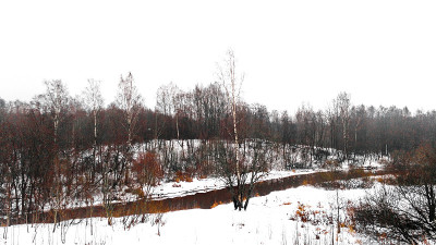 河流，森林，冬天不结冰的雪