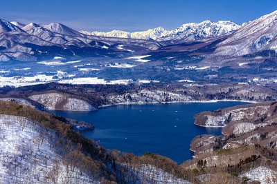 日本长野县马达郎高原的冬季景观。