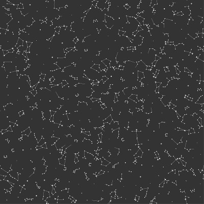 星星/太空/宇宙/黄道带/宇宙白细线元素图案。矢量无缝恒星星座黑色背景。天文学和占星术对象。用于织物