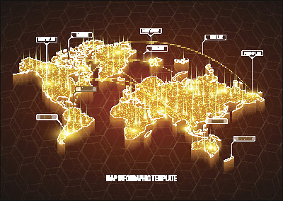 世界地图信息图。向量eps10。