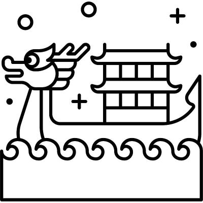 龙舟图标与端午节相关矢量
