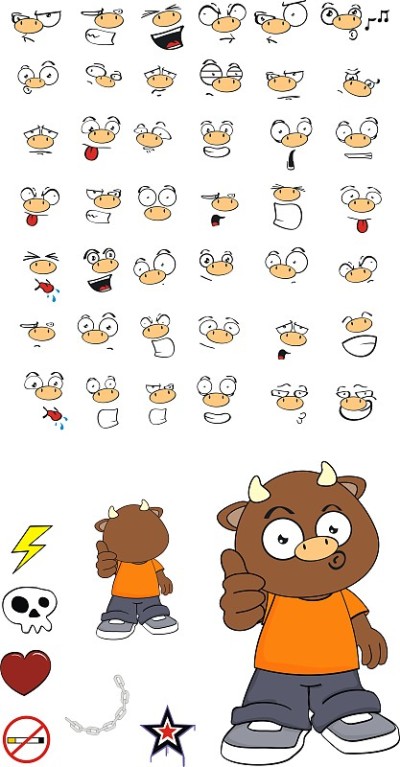 可爱的小公牛小孩表情集