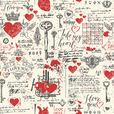 seamless pattern on theme of Declaration of love