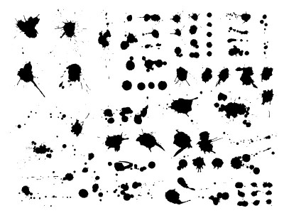 Collection of ink drops. Set of black paint splash
