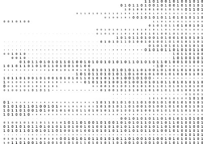 用两个二进制数字，0和1隔离在白色背景上的黑白线二进制代码。
