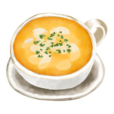 水彩插画洋葱汤(清汤)