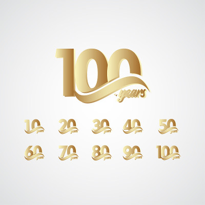 100周年庆典优雅的黄金标志矢量模板设计插图