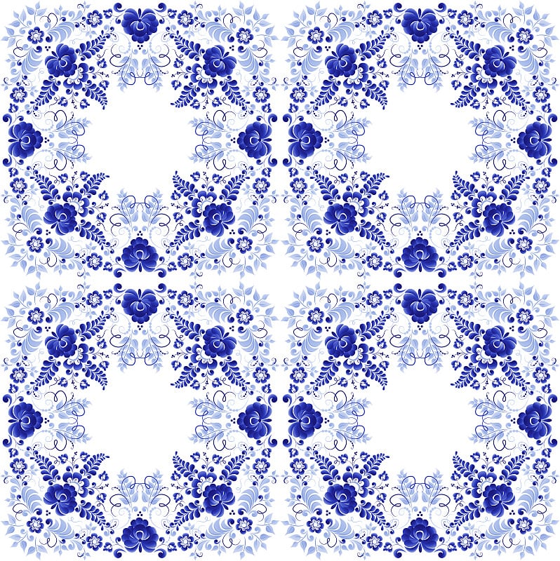 Floral seamless pattern in Russian folk style Gzhe