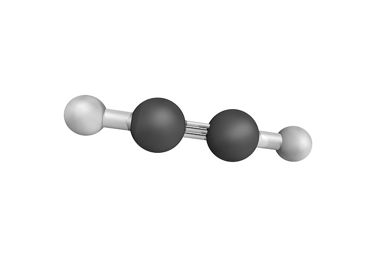 乙炔的三维结构，又称乙炔，是一种碳氢化合物和最简单的炔。广泛用作燃料和化学成分