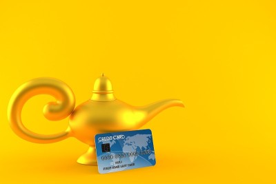 带信用卡的魔术灯