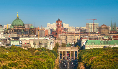 柏林天际线与电视塔，勃兰登堡Tor和Tiergarten