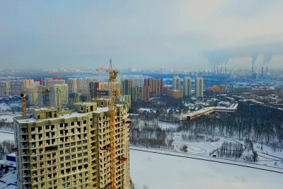 莫斯科新建建筑，从上面可以看到多层公寓楼。