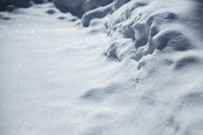 石头屋顶的房子与雪，森林和山为一个滑雪胜地的典型健康冬季