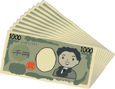Bunch of  Cute hand-painted Japanese 1000 yen note