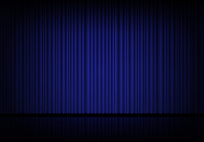Blue curtain opera, cinema or theater stage drapes