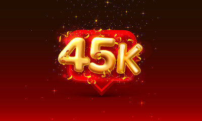 谢谢关注者们，4.5万在线社交群，庆祝横幅快乐，矢量