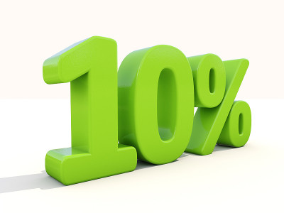白色背景上10%的百分比图标