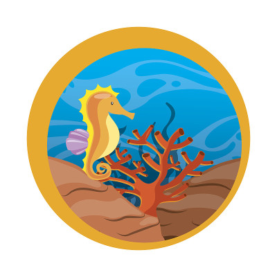 海马图标。海洋生物的设计。矢量图形