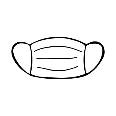 简单的手绘医疗口罩图标。孤立在白色背景上。股票illustrarion向量。