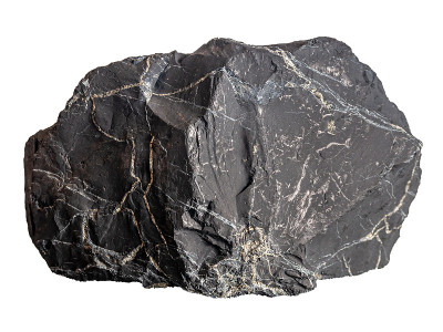 具有黄铁矿条纹的大型shungite