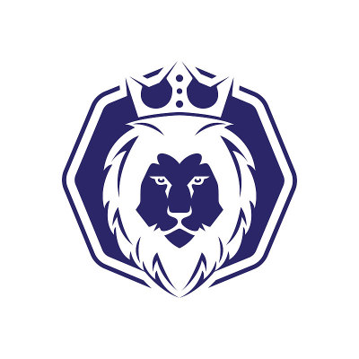 狮子头标志矢量设计。狮子王头标志的概念。