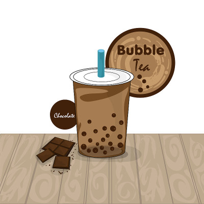泡泡茶图案杯