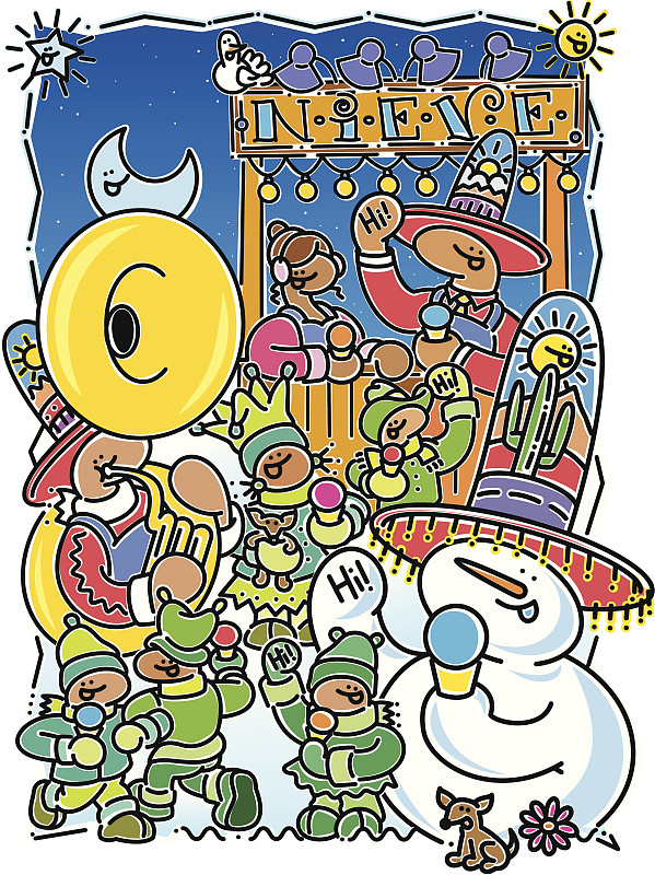 家庭娱乐:有乐队和雪人的雪糕派对