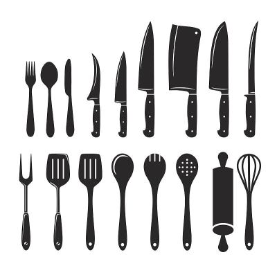 Kitchen utensils icon big vector set