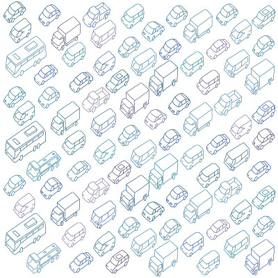 素描交通堵塞汽车堵塞运输公路。手绘黑线