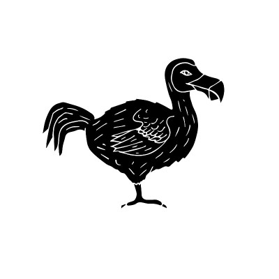 矢量手绘涂鸦素描黑色渡渡鸟