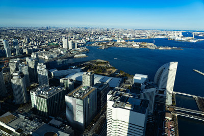 从空中俯瞰横滨市