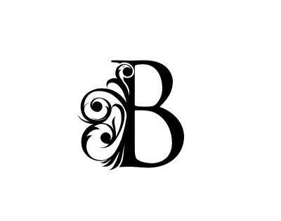 书法B字母图标设计。优雅的皇家风格。
