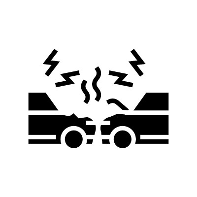 汽车事故字形图标矢量插图
