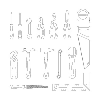 修复工具的轮廓图标集。