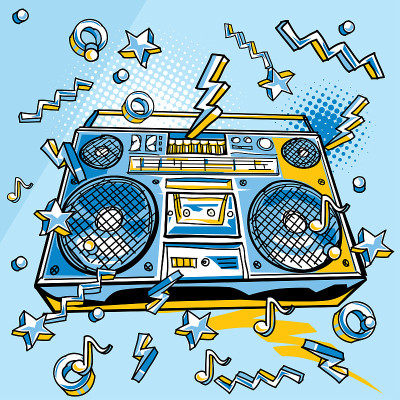 音乐设计- funky彩色画boom box