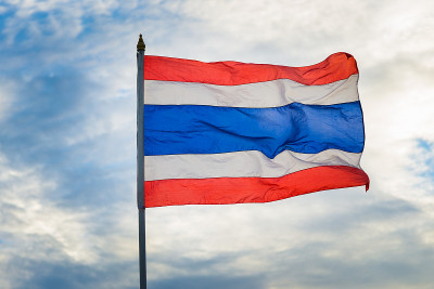 Flag of Thailand with the evening sky