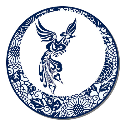 中国传统青花瓷，凤凰