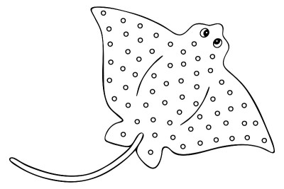 Cramp-fish。Orlyak。矢量插图。轮廓上的白色孤立的背景。长尾软骨鱼类。海洋居民。手绘的