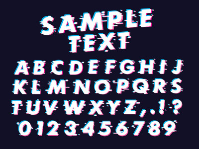 Glitch字体设置失真效果股票插图
