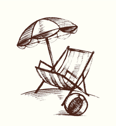夏天海滩草图