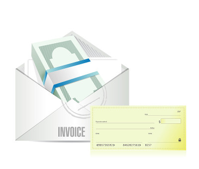 Invoice envelop and check illustration