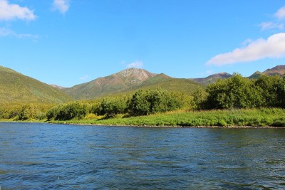 美丽的河流在初秋流过群山