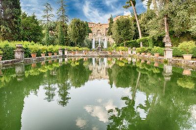 鱼塘和海王星喷泉，Villa d'Este, Tivoli，意大利