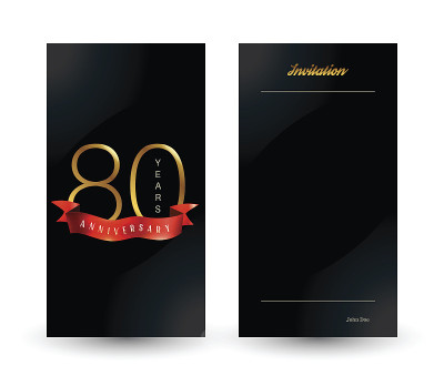 80周年纪念装饰邀请/贺卡模板。