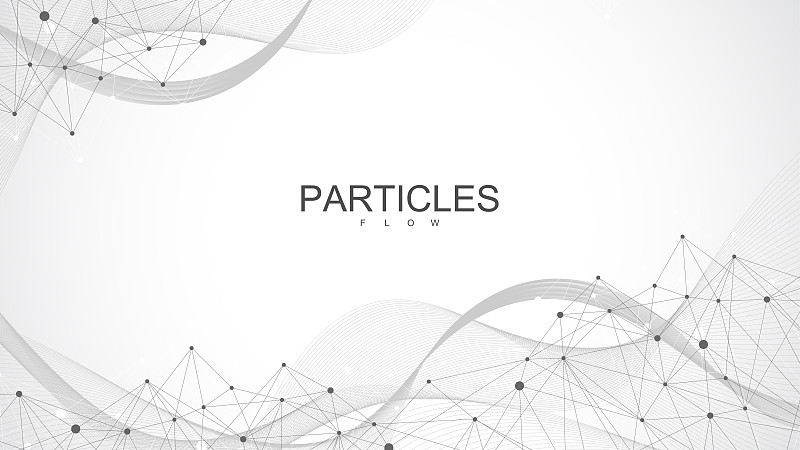 动态粒子、波流的抽象科学背景。丛流背景。三维数据可视化与分形元素。朋克风格。数字矢量图